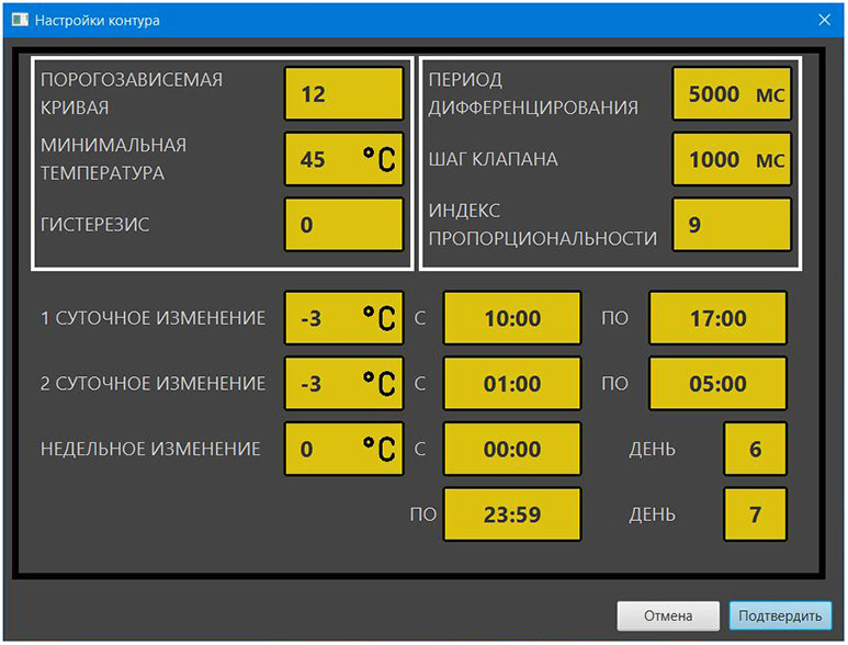 Настройка ПИД-регулятора смесительного клапана контура отопления или ГВС